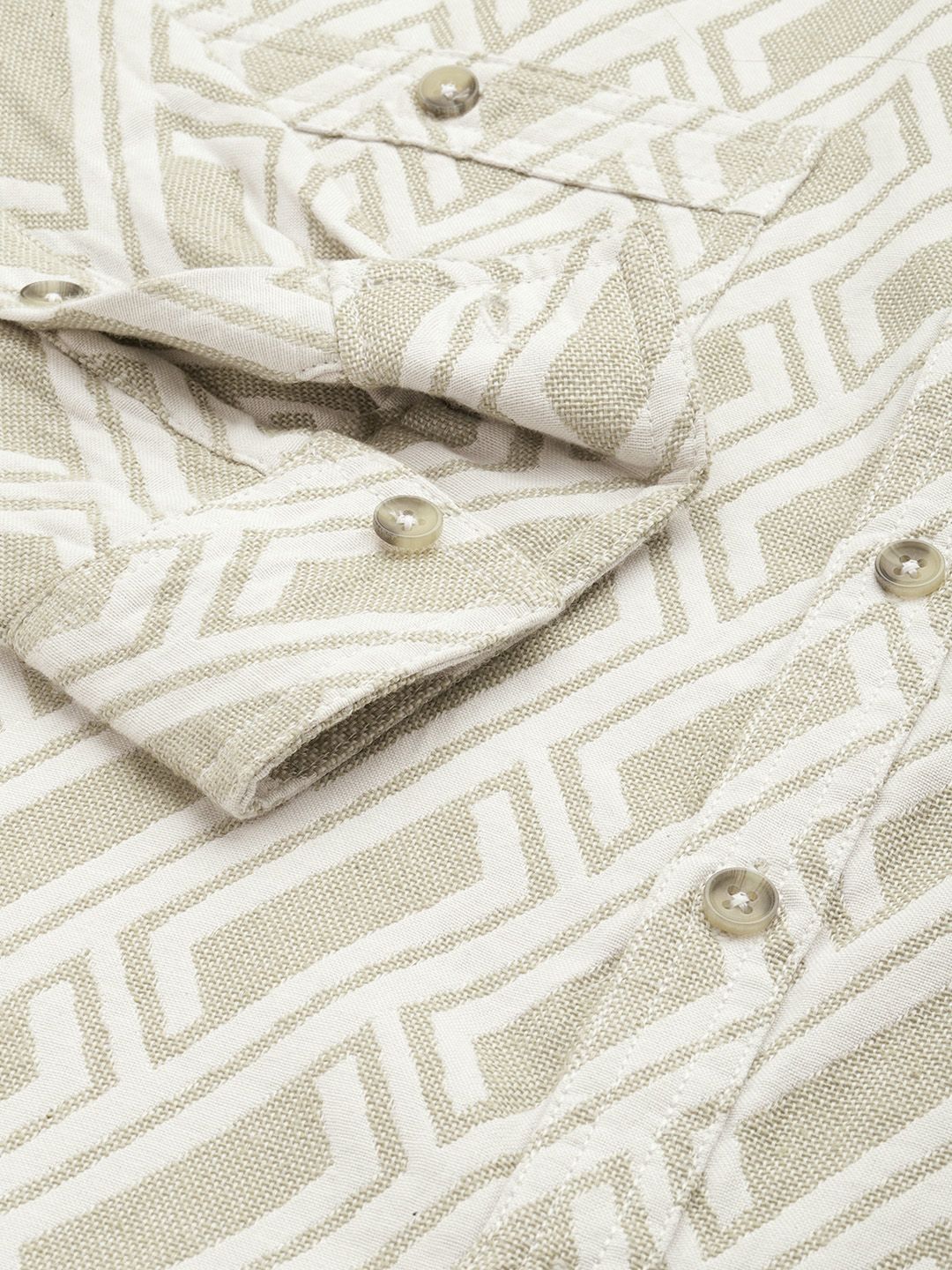 Men's Green Relaxed Fit Textured Casual Shirt