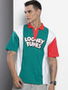 Men's Green Boxy Fit Character Bugs Bunny Printed Polo Collar T-Shirt