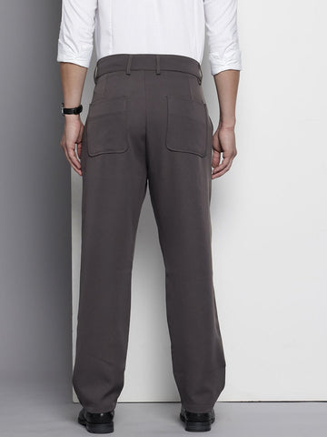 Men's Grey Loose Fit Casual Trousers