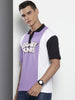 Men's Purple Boxy Fit Character Bugs Bunny Printed Polo Collar T-Shirt