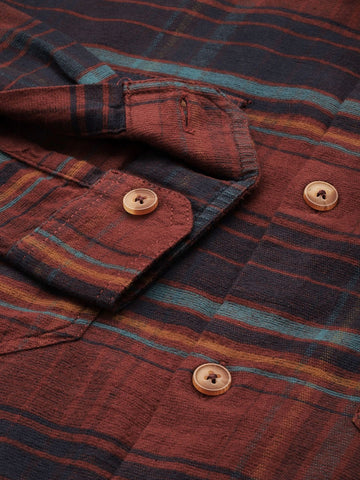 Men's Red Regular Fit Checked Casual Shirt