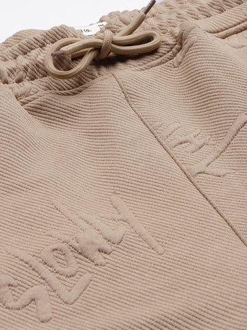 Men's Beige Self Design Relaxed Fit Coordinates