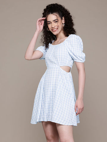 Freehand Women Fit and Flare Textured Cut Out Dress