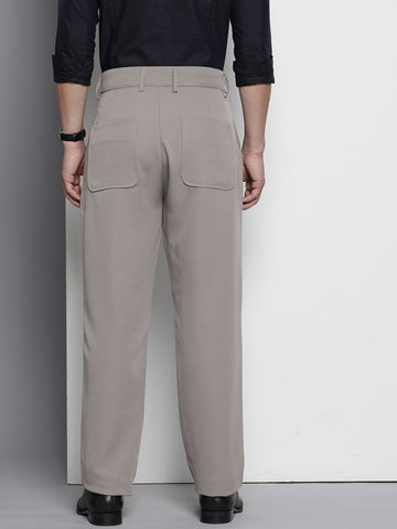 Men's Grey Loose Fit Casual Trousers