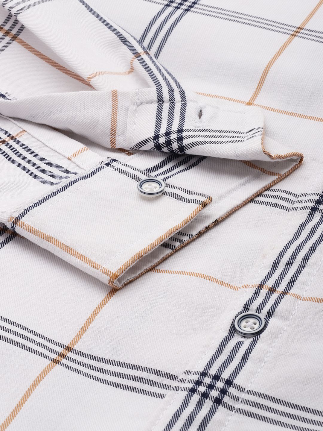 Men's White Slim Fit Checked Casual Shirt