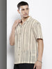 Men's Off White Relaxed Fit Textured Resort Wear Shirt