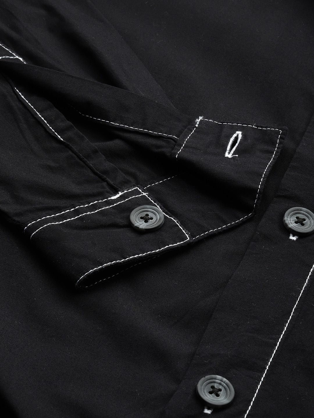 Men's Black Boxy Fit Solid Street Wear Shirt