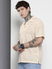 Men's Cream Relaxed Fit Textured Textured Shirt