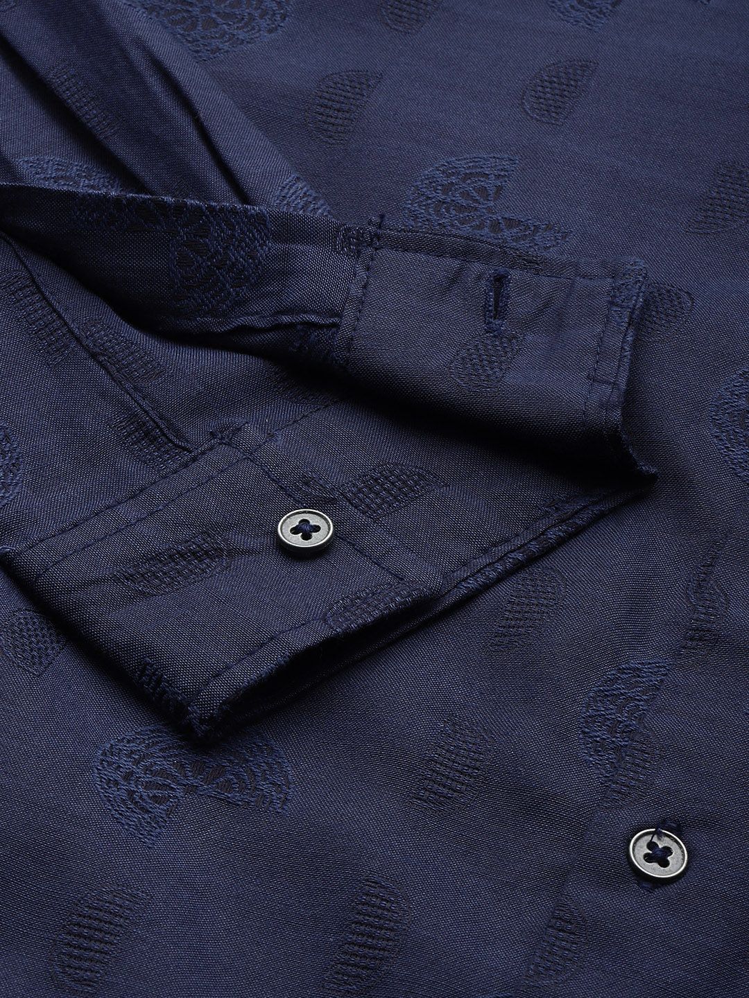 Men's Navy Blue Regular Fit Textured Resort Wear Shirt