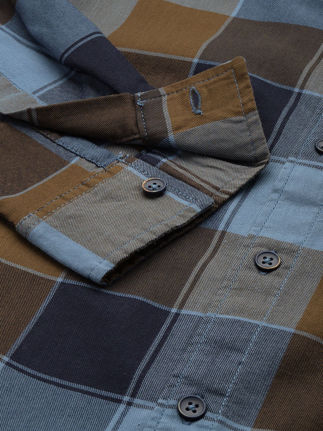Men's Navy Blue Slim Fit Checked Casual Shirt