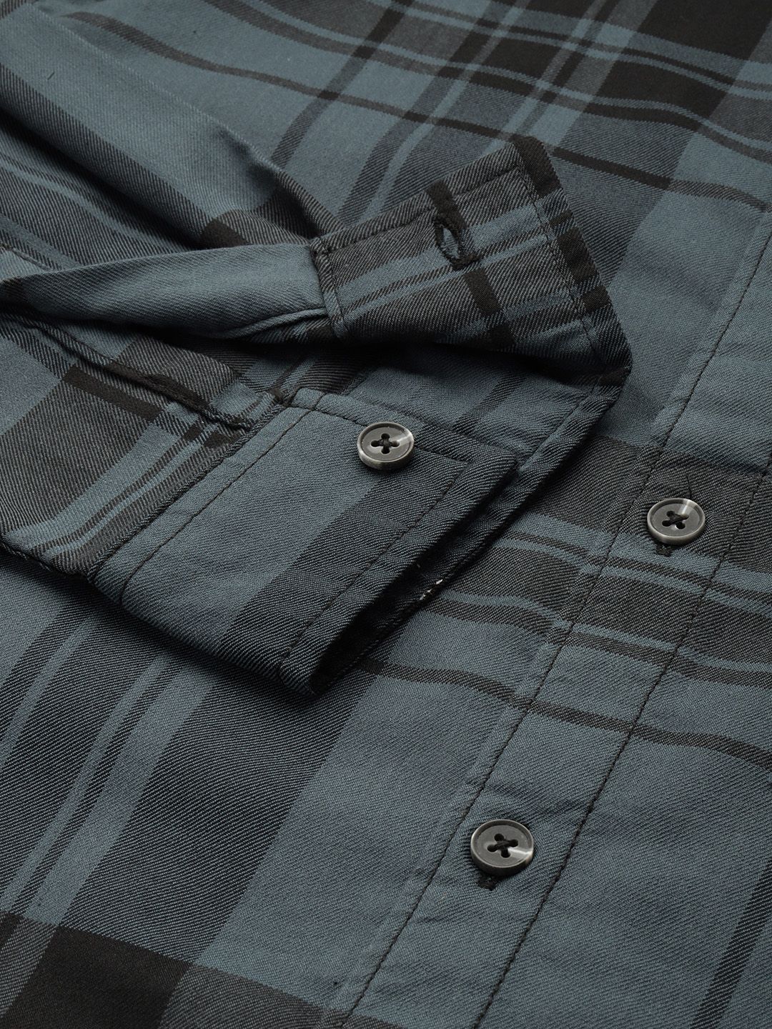 Men's Teal Checked Slim Fit Shirt