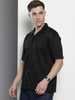Men's Black Relaxed Fit Textured Textured Shirt