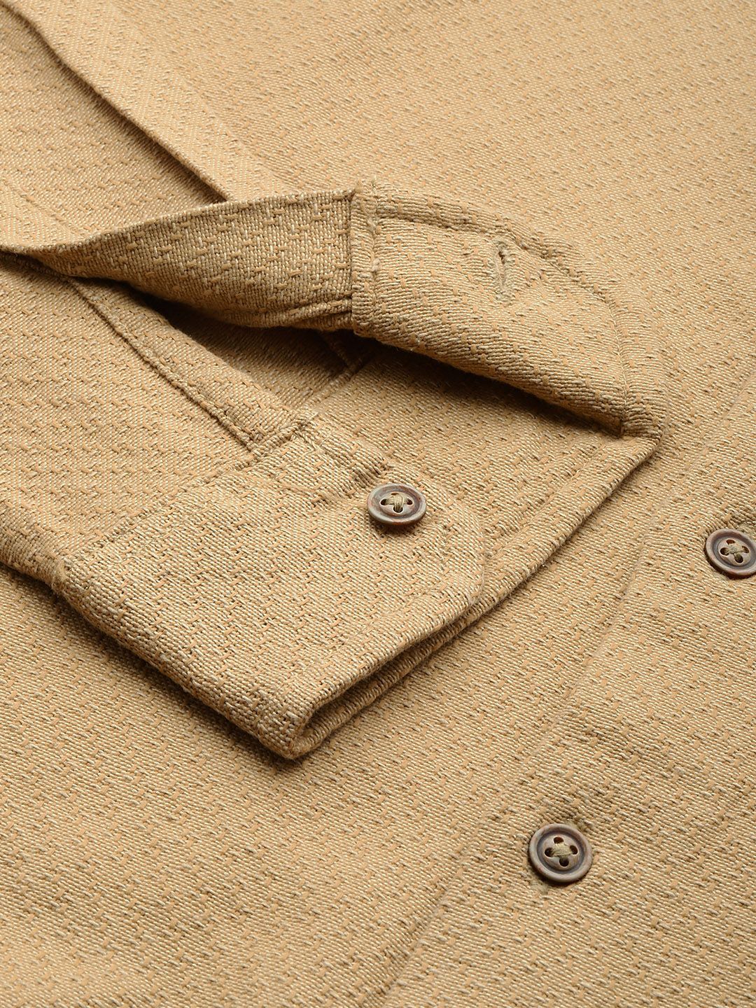 Men's Khaki Relaxed Fit Solid Resort Wear Shirt