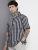 Men's Blue Relaxed Fit Striped Resort Wear Shirt