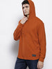 Men's Rust Regular Fit Textured Hooded T-Shirt