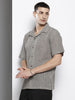 Men's Black Relaxed Fit Textured Resort Wear Shirt