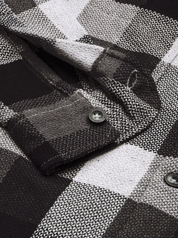 Men's Grey Relaxed Fit Checked Bohemian Shirt