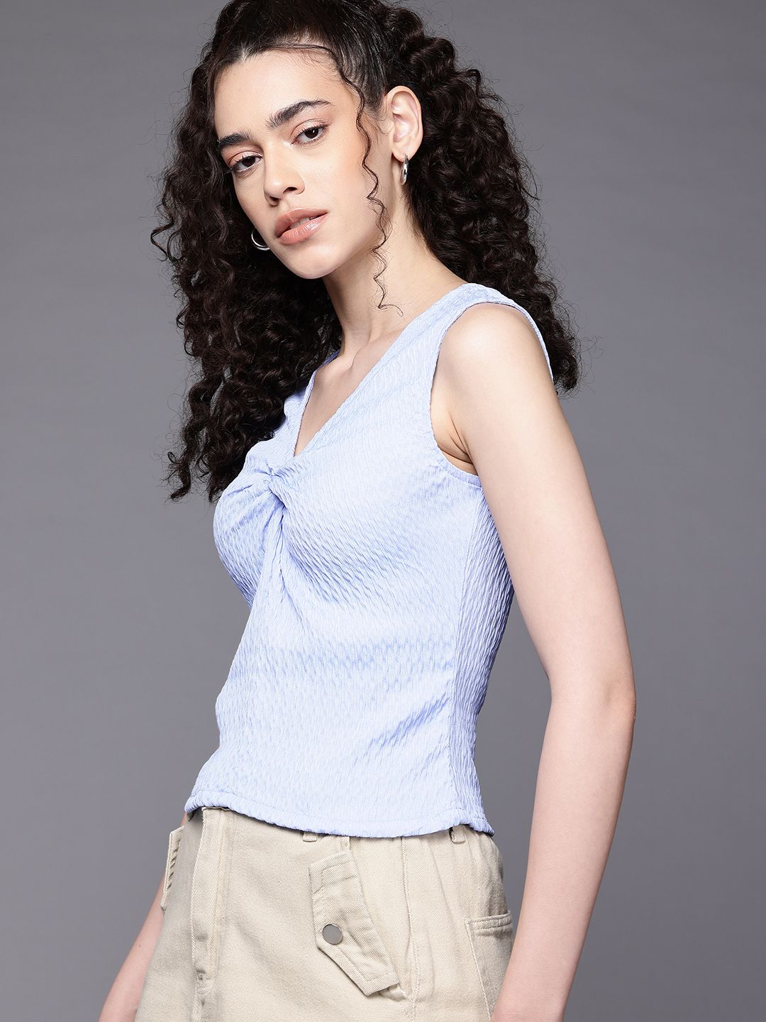 Freehand by The Indian Garage Co Women Fitted Textured Tank Top