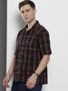 Men's Black Relaxed Fit Striped Resort Wear Shirt