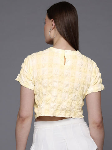 Freehand by The Indian Garage Co Women Fitted Textured Asymmetric Top