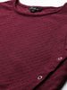 Freehand Maroon The Indian Garage Co Women Regular Fit Textured Asymmetric Top