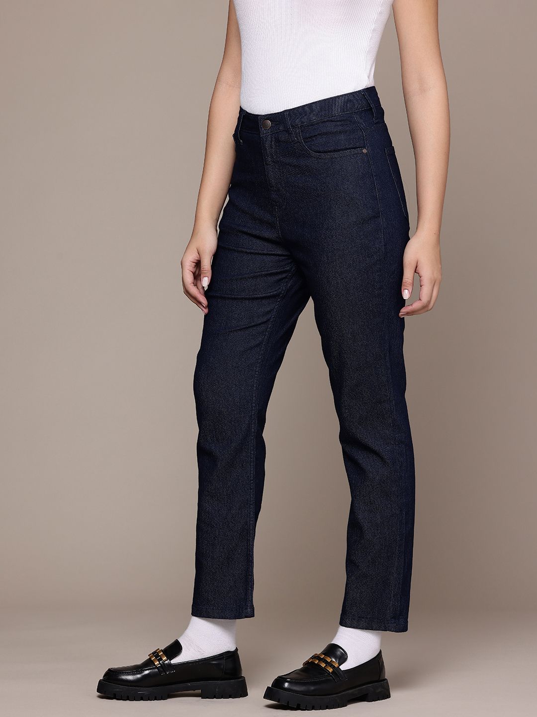 Freehand Women Straight Fit Solid Stretchable Jeans