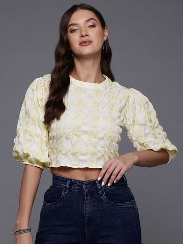 Freehand by The Indian Garage Co Women Fitted Textured Regular Top