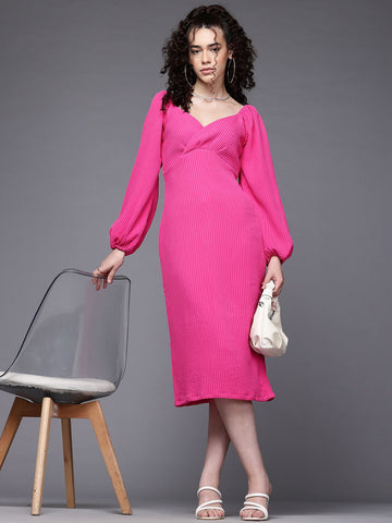 Freehand Women Fitted Textured Midi Dress