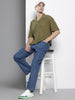 Men's Olive Relaxed Fit Textured Resort Wear Shirt