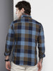 Men's Navy Blue Slim Fit Checked Casual Shirt