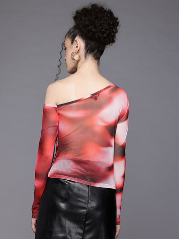 Freehand by The Indian Garage Co Women Fitted Paint Splash Party Gathered Top