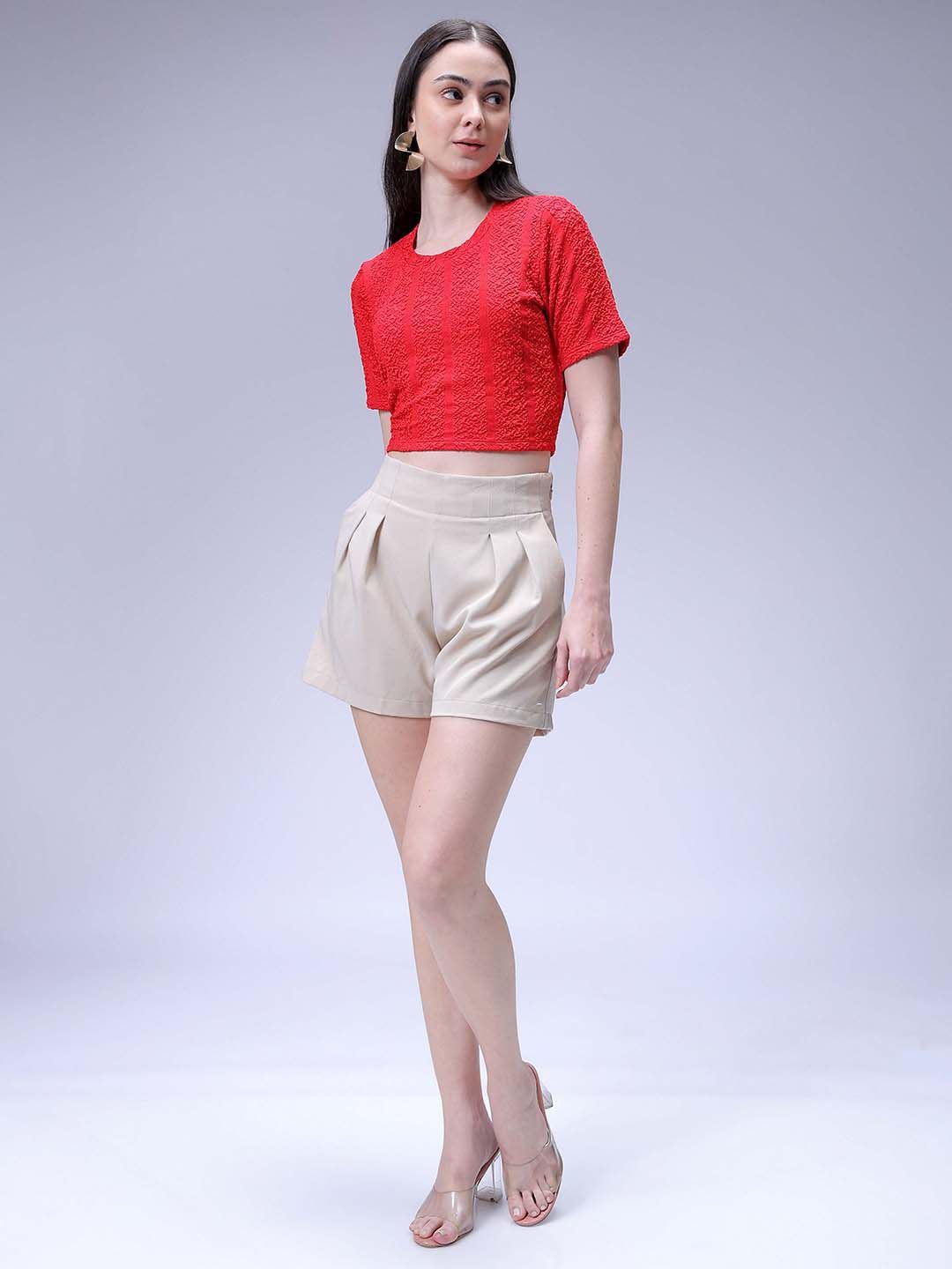 Women's Red Regular Fit Casual Top