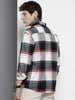 Men's Navy Blue Regular Fit Checked Casual Shirt