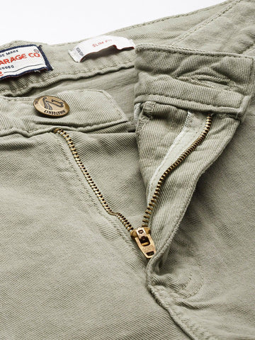 Men's Green Slim Fit Casual Jeans