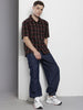 Men's Black Relaxed Fit Striped Resort Wear Shirt