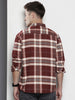 Men's Maroon Regular Fit Checked Casual Shirt