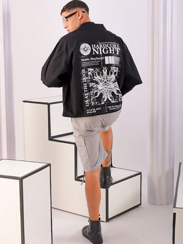Men's Half Sleeves Boxy Fit Black Shirt