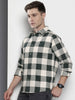 Men's Green Slim Fit Checked Casual Shirt
