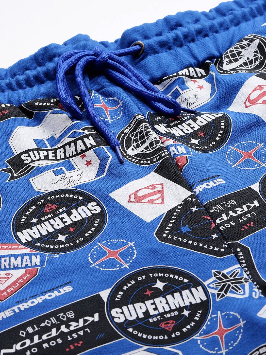 Men's Blue Relaxed Fit Character Superman Printed Shorts