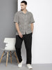 Men's Black Relaxed Fit Textured Resort Wear Shirt