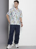 Men's White Relaxed Fit Printed Resort Wear Shirt