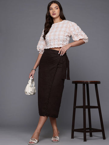 Freehand Peach The Indian Garage Co Women Fitted Textured Regular Top