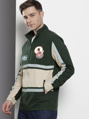 Men's Green Regular Fit Graphic Printed Street Wear Shirt