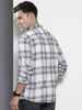 Men's White Slim Fit Checked Casual Shirt