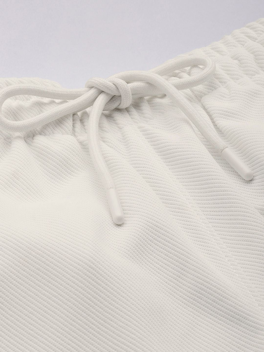 Men's White Relaxed Fit Textured Cargo Joggers