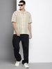 Men's Off White Relaxed Fit Textured Resort Wear Shirt