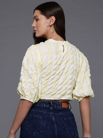 Freehand by The Indian Garage Co Women Fitted Textured Regular Top
