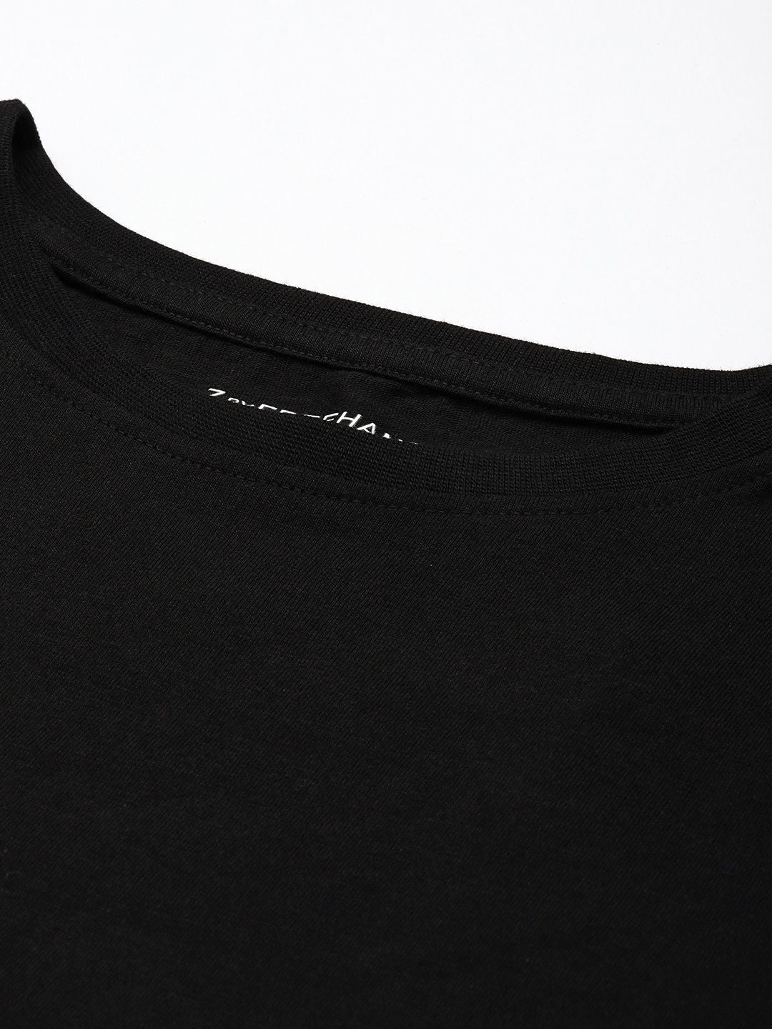Freehand Women Slim Fit Solid Cropped T-Shirt