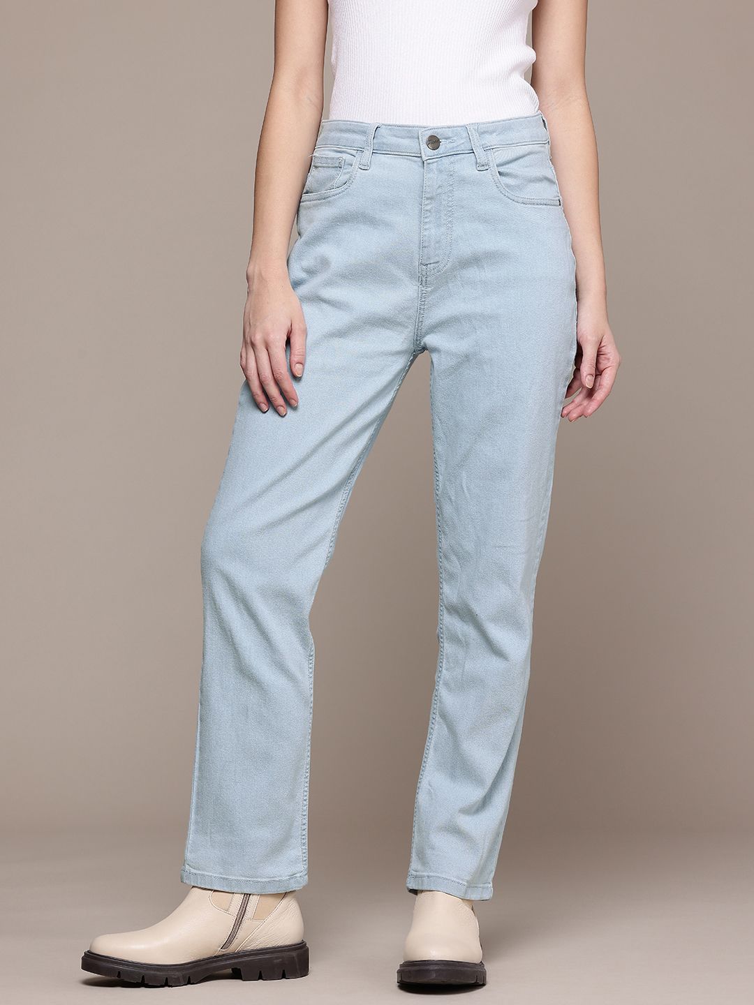 Women's Blue Straight Fit Casual Jeans
