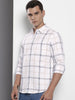 Men's White Slim Fit Checked Casual Shirt